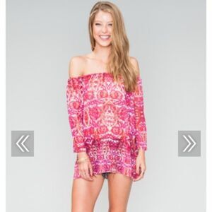 NEW Show Me Your Mumu Wallie Tunic Pomegranate Sheer Off the Shoulder Small